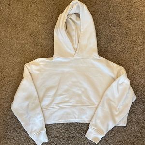 Forever 21 Cream Cropped Hoodie